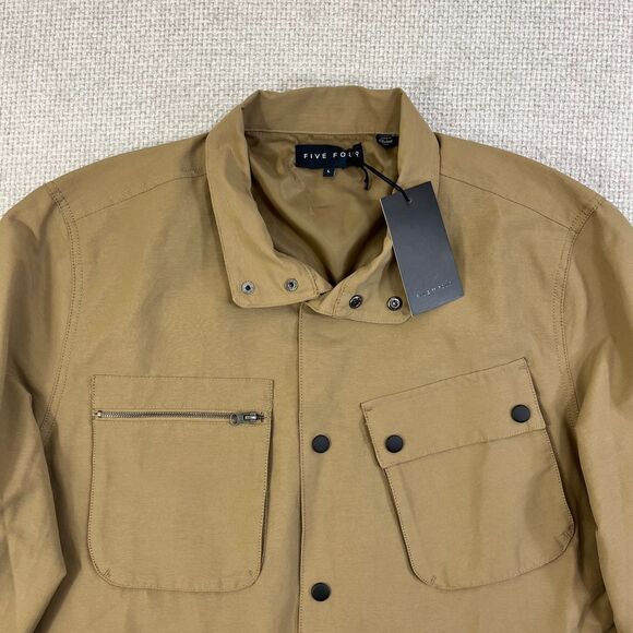 Five Four Club Remy Jacket Men's L Brown Tan Cargo Pocket Utility Snap Button - Picture 2 of 9